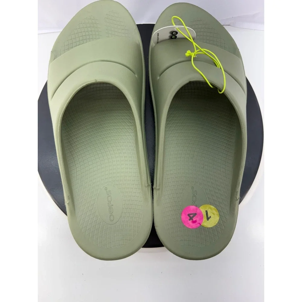 OOFOS OOahh‎ Recovery Slide Mens Size 14 Sage Green Slip On Comfort Sandals NEW